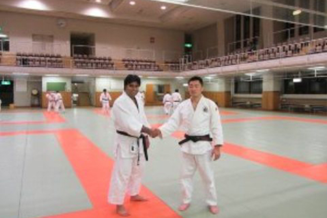 Kaicho Peyman during Judo training with Shihan Chikara Kariya in Kodokan (Judo World Headquarter ), Tokyo, Japan
