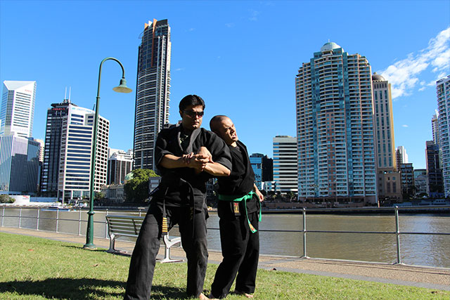 Kaicho PNN during execution of Arm Lock technique from Jujitsu - Brisbane, Australia
