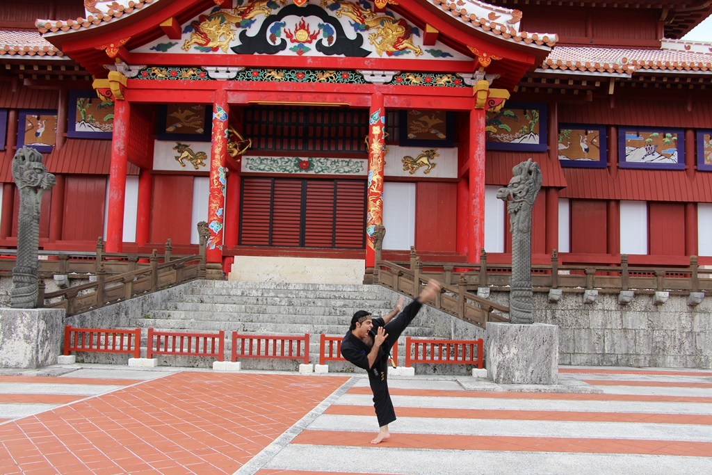 Execution of high kick by Kaicho PNN in Shuri Castle (The previous Picture) - Okinawa , Japan