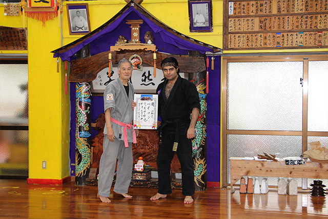 Kaicho Peyman with Grand Master Soke Tetsuhiro Hokama, 10th Dan Black Belt in Karate and Kobudo, Okinawa , Japan