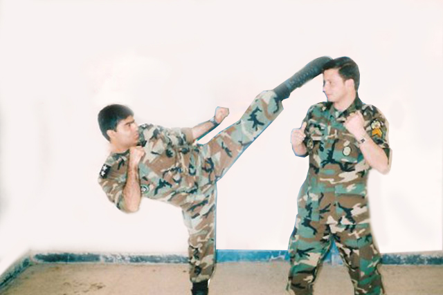 Kaicho PNN during instructing fighting combats in Persian Army (Second lieutenant officer)