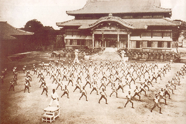 Training of Karate Pioneers in Shuri Castle (Ancient Karate Dojo), Okinawa, Japan